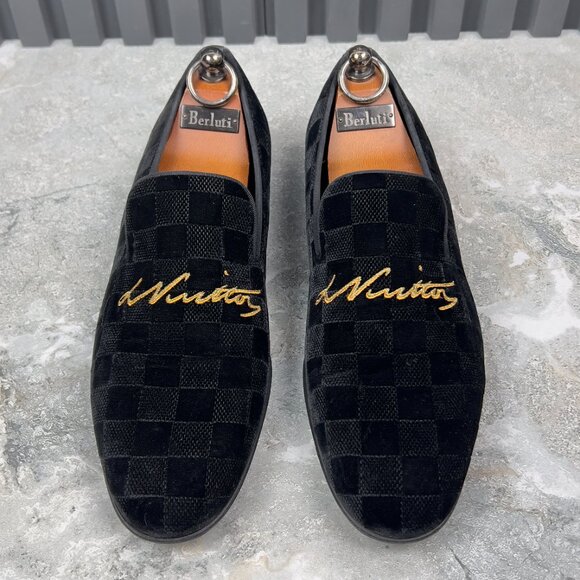 Louis Vuitton Auteuil Loafers Damier Black Velour 7.5 LV or 8.5 US or 41.5 EUR - Picture 2 of 16